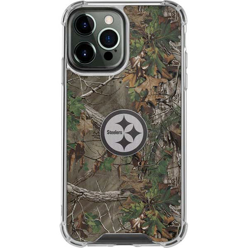 NFL Pittsburgh Steelers Realtree Xtra Green Camo iPhone 13 Pro Max Clear Case