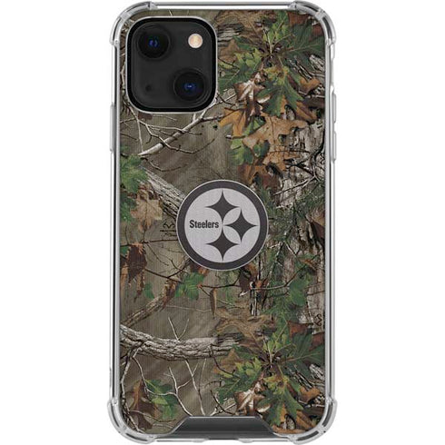 NFL Pittsburgh Steelers Realtree Xtra Green Camo iPhone 14 Clear Case