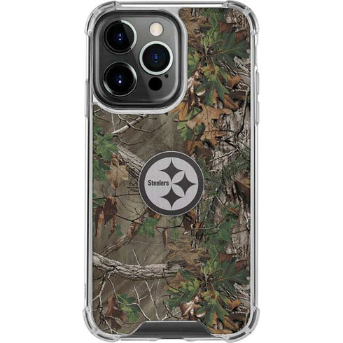 NFL Pittsburgh Steelers Realtree Xtra Green Camo iPhone 15 Pro Clear Case
