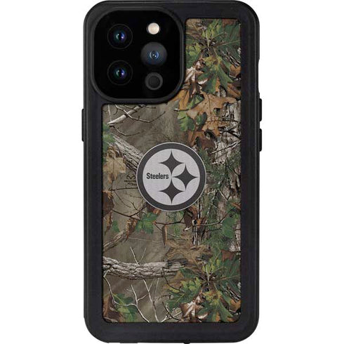 NFL Pittsburgh Steelers Realtree Xtra Green Camo iPhone 14 Pro Max Waterproof Case