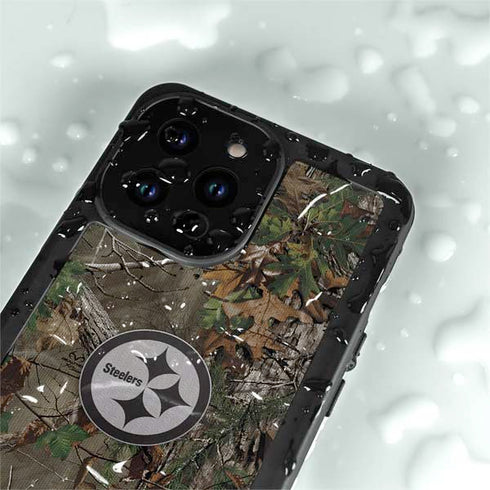 NFL Pittsburgh Steelers Realtree Xtra Green Camo iPhone 14 Pro Max Waterproof Case