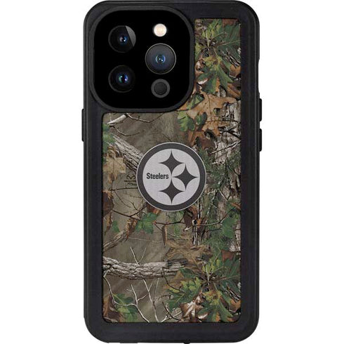 NFL Pittsburgh Steelers Realtree Xtra Green Camo iPhone 14 Pro Waterproof Case