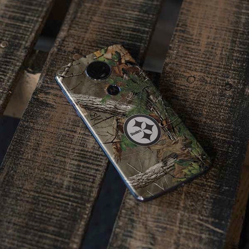 NFL Pittsburgh Steelers Realtree Xtra Green Camo Moto E5 Plus Skin