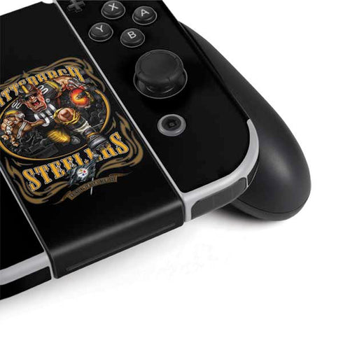 Liquid Blue NFL Pittsburgh Steelers Running Back Nintendo Switch OLED (2021) Skin