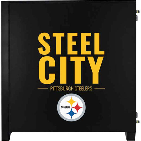 NFL Pittsburgh Steelers Team Motto Corsair 4000D Tempered Glass Mid-Tower ATX Case Skin