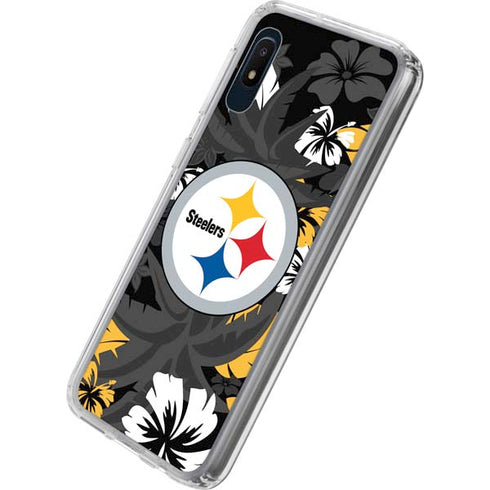 NFL Pittsburgh Steelers Tropical Print Galaxy A10e Clear Case
