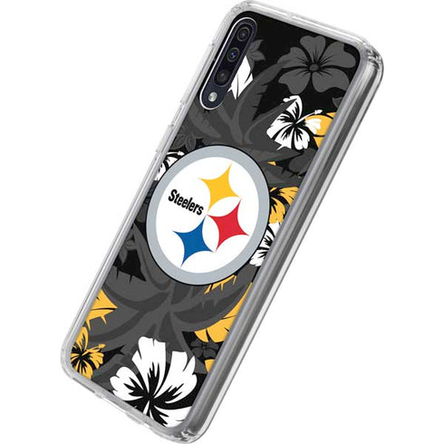 NFL Pittsburgh Steelers Tropical Print Galaxy A50 Clear Case