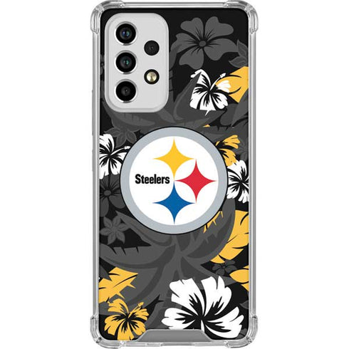 NFL Pittsburgh Steelers Tropical Print Galaxy A53 5G Clear Case