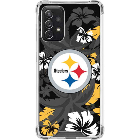 NFL Pittsburgh Steelers Tropical Print Galaxy A72 5G Clear Case