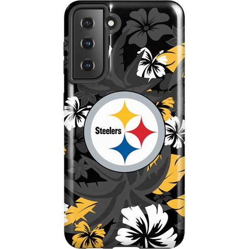 NFL Pittsburgh Steelers Tropical Print Galaxy S21 5G Pro Case