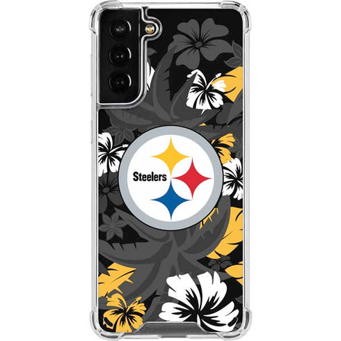 NFL Pittsburgh Steelers Tropical Print Galaxy S21 Plus 5G Clear Case