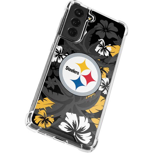 NFL Pittsburgh Steelers Tropical Print Galaxy S22 Plus Clear Case