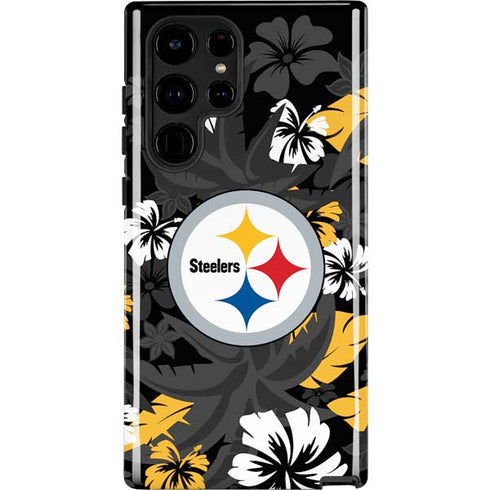 NFL Pittsburgh Steelers Tropical Print Galaxy S22 Ultra Pro Case