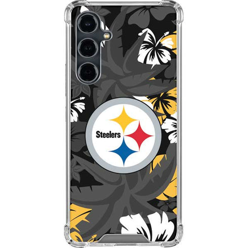 NFL Pittsburgh Steelers Tropical Print Galaxy S23 FE Clear Case