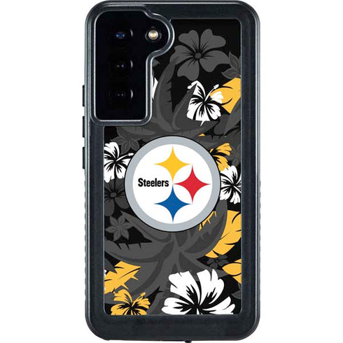 NFL Pittsburgh Steelers Tropical Print Galaxy S23 Plus Waterproof Case