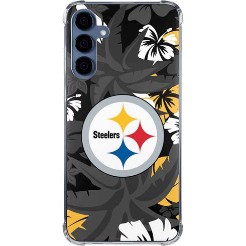 NFL Pittsburgh Steelers Tropical Print Galaxy S24 Clear Case
