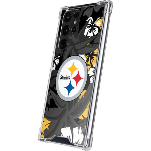 NFL Pittsburgh Steelers Tropical Print Galaxy S24 Ultra Clear Case