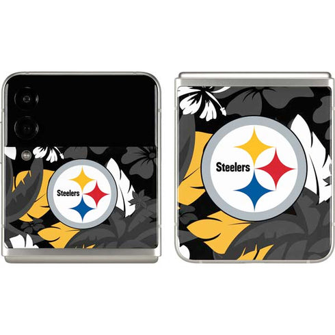 NFL Pittsburgh Steelers Tropical Print Galaxy Z Flip3 5G Skin