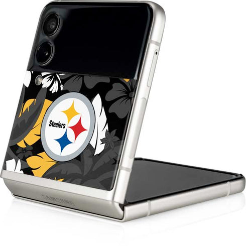 NFL Pittsburgh Steelers Tropical Print Galaxy Z Flip3 5G Skin