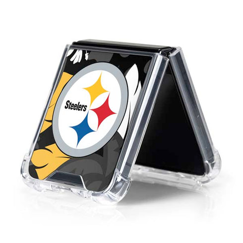 NFL Pittsburgh Steelers Tropical Print Galaxy Z Flip5 5G Clear Case