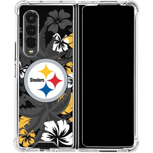 NFL Pittsburgh Steelers Tropical Print Galaxy Z Fold4 5G Clear Case