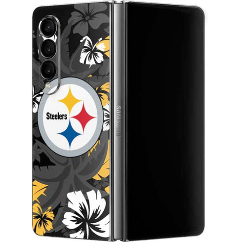 NFL Pittsburgh Steelers Tropical Print Galaxy Z Fold4 5G Skin
