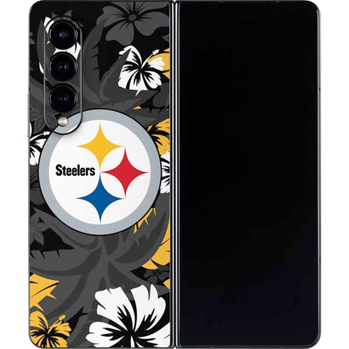 NFL Pittsburgh Steelers Tropical Print Galaxy Z Fold4 5G Skin