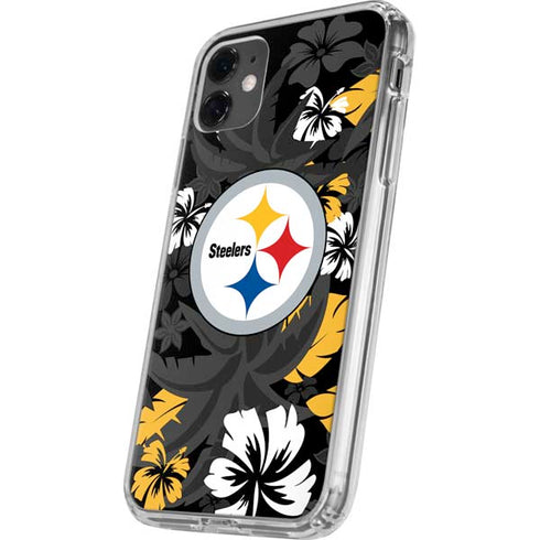 NFL Pittsburgh Steelers Tropical Print iPhone 11 Clear Case