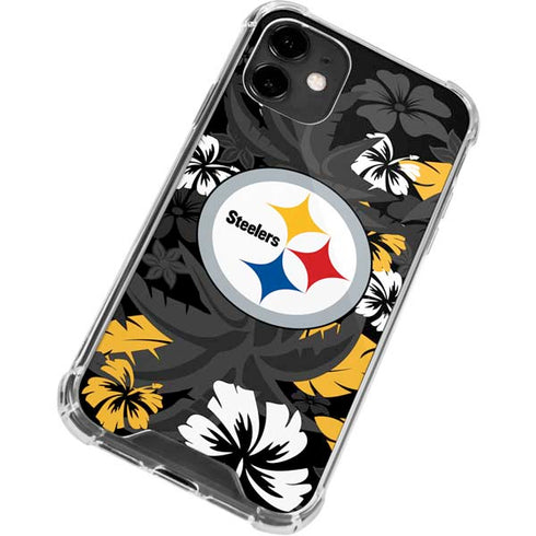 NFL Pittsburgh Steelers Tropical Print iPhone 12 Clear Case