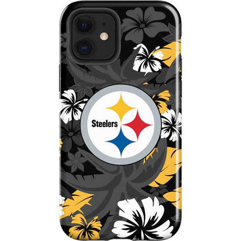 NFL Pittsburgh Steelers Tropical Print iPhone 12 Impact Case