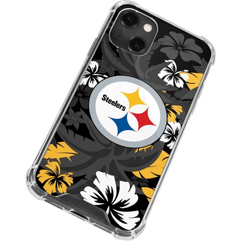 NFL Pittsburgh Steelers Tropical Print iPhone 13 Mini Clear Case