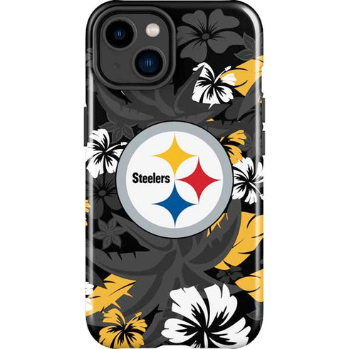 NFL Pittsburgh Steelers Tropical Print iPhone 14 Plus Impact Case