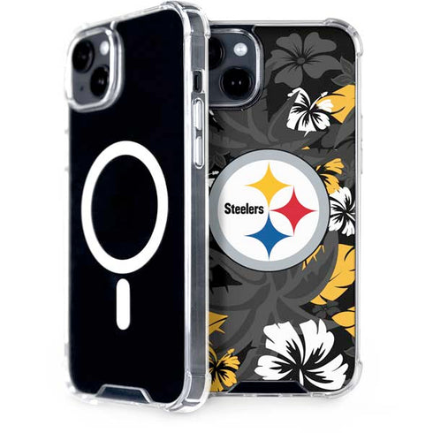 NFL Pittsburgh Steelers Tropical Print iPhone 15 MagSafe Case