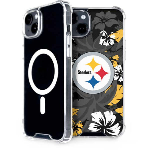 NFL Pittsburgh Steelers Tropical Print iPhone 14 Plus MagSafe Case