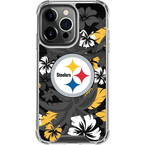 NFL Pittsburgh Steelers Tropical Print iPhone 14 Pro Clear Case