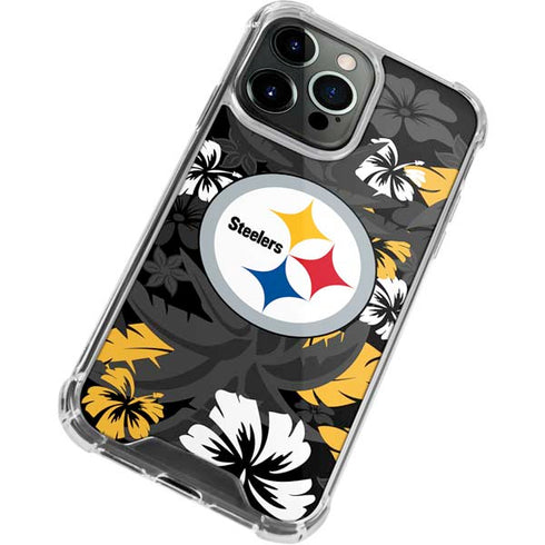 NFL Pittsburgh Steelers Tropical Print iPhone 15 Pro Clear Case