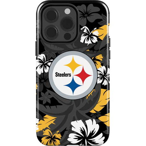 NFL Pittsburgh Steelers Tropical Print iPhone 15 Pro Impact Case