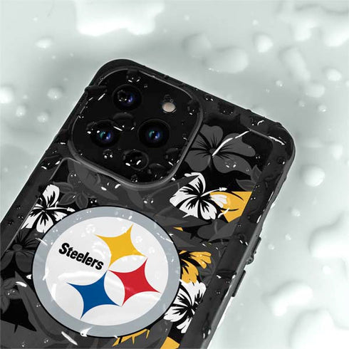 NFL Pittsburgh Steelers Tropical Print iPhone 14 Pro Max Waterproof Case