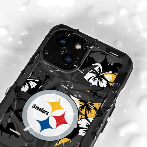 NFL Pittsburgh Steelers Tropical Print iPhone 15 Plus Waterproof Case