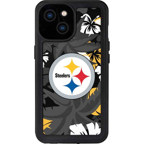 NFL Pittsburgh Steelers Tropical Print iPhone 15 Waterproof Case