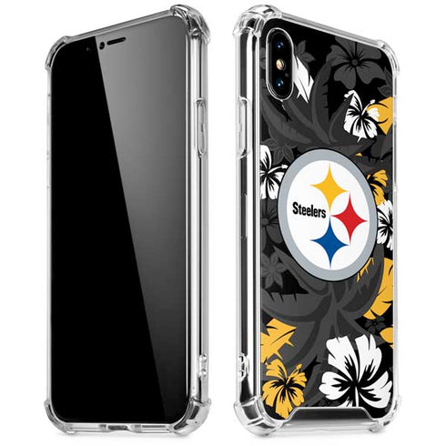 NFL Pittsburgh Steelers Tropical Print iPhone X/XS Clear Case