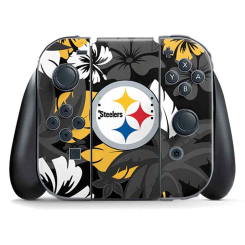 NFL Pittsburgh Steelers Tropical Print Nintendo Switch (2017-2021) Joy-Con Controller Skin
