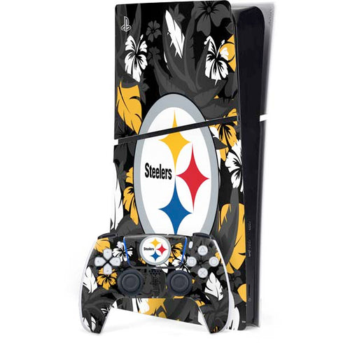 NFL Pittsburgh Steelers Tropical Print PS5 Slim Digital Edition Bundle Skin
