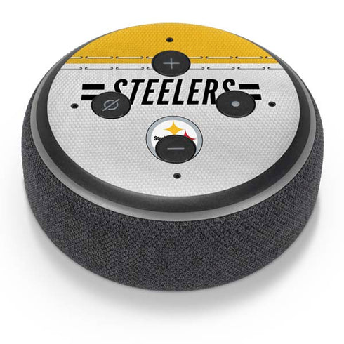 NFL Pittsburgh Steelers White Striped Amazon Echo Dot Skin