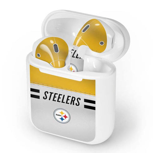 NFL Pittsburgh Steelers White Striped Apple AirPods Skin
