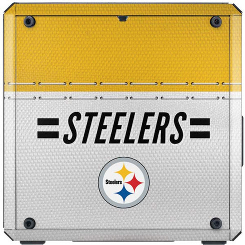 NFL Pittsburgh Steelers White Striped Cooler Master MasterBox Q300L Mini Tower Skin