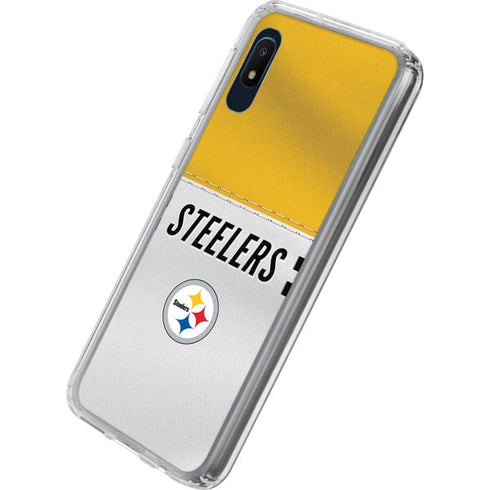 NFL Pittsburgh Steelers White Striped Galaxy A10e Clear Case