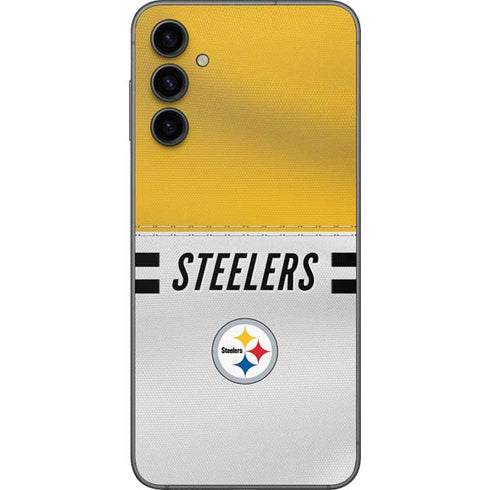 NFL Pittsburgh Steelers White Striped Galaxy A14 5G Skin