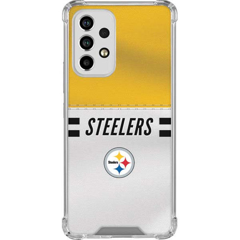 NFL Pittsburgh Steelers White Striped Galaxy A53 5G Clear Case