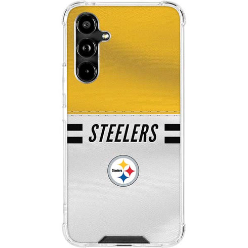 NFL Pittsburgh Steelers White Striped Galaxy A54 5G Clear Case
